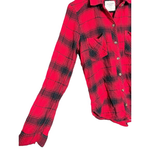 Abercrombie & Fitch Womens Top Size M Light Flannel Plaid Button-Up Cottage/Fall - Picture 6 of 11